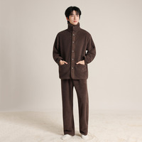 Ensemble de pyjama pour couples, vêtements de détente en polaire corail épais, cardigan à col, ensemble de pyjama chaud pour un usage quotidien en intérieur et en extérieur