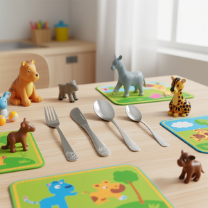 Ritzenhoff & Breker Children's Cutlery Happy Zoo 4 Pieces Stainless Steel <b>Kids</b> <b>Dining</b> Set - Product Image 3
