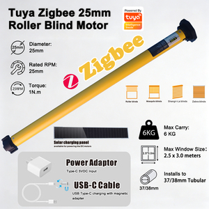 A-OK Motor Tubular Electrónico Recargable Zigbee 3.0 de 25 mm, Control por Voz a través de la Aplicación Tuya Gateway, Persianas Enrollables Inalámbricas Modernas para Oficina - Product Image 1