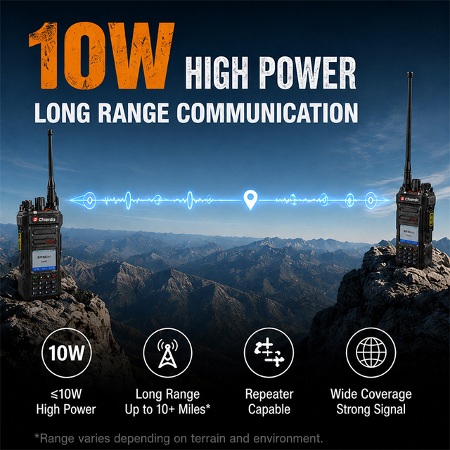 Chierda 5W High Quality Handheld TC338D DMR Radio Walkie Talkie Long Range IPX6 Waterproof VHF/UHF Frequency