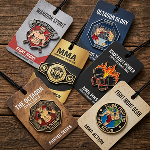 <span class=keywords><strong>Broche</strong></span> personnalisée en métal avec logo émaillé pour vêtements de sport, badges d'arts martiaux mixtes - Product Image 1