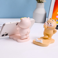 Support de téléphone créatif et mignon en forme d'animal, support de téléphone écologique en forme de dessin animé avec cœur en résine, support paresseux pour téléphone, ornement cadeau