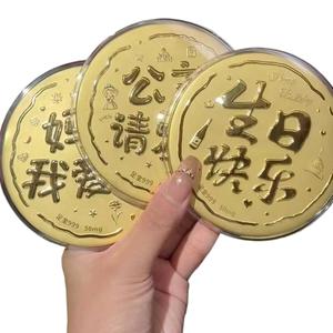 Pièce d'or ronde de 50 mg, pure, gravée, 999, mariage, anniversaire, cadeau pour <span class=keywords><strong>la</strong></span> Saint-Valentin - Product Image 1