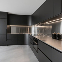 Armoires de cuisine en acier inoxydable noir de luxe plan de travail multifonctionnel pour salon de villa fabriqué en Chine