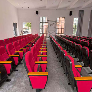 Venta al por mayor de fábrica de sillas plegables modernas de plástico para cine, iglesia, auditorio, aulas escolares con tablas de escritura. - Product Image 5