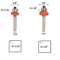 6 pièces Fraises à chanfreiner à roulement à billes pour le façonnage des bords arrondis, diamètres 1/2\", 1/4\", 3/16\", 3/8\", 1/16\", 1/8\", tige de 1/4\"