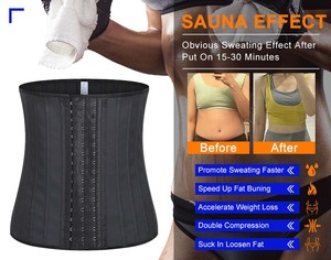 LANGQIN <span class=keywords><strong>Corset</strong></span> d'entraînement à la taille en latex respirant pour femme noire 25 Bustier à désosser en acier <span class=keywords><strong>gaine</strong></span> amincissante ceinture en caoutchouc Cinchers - Product Image 2