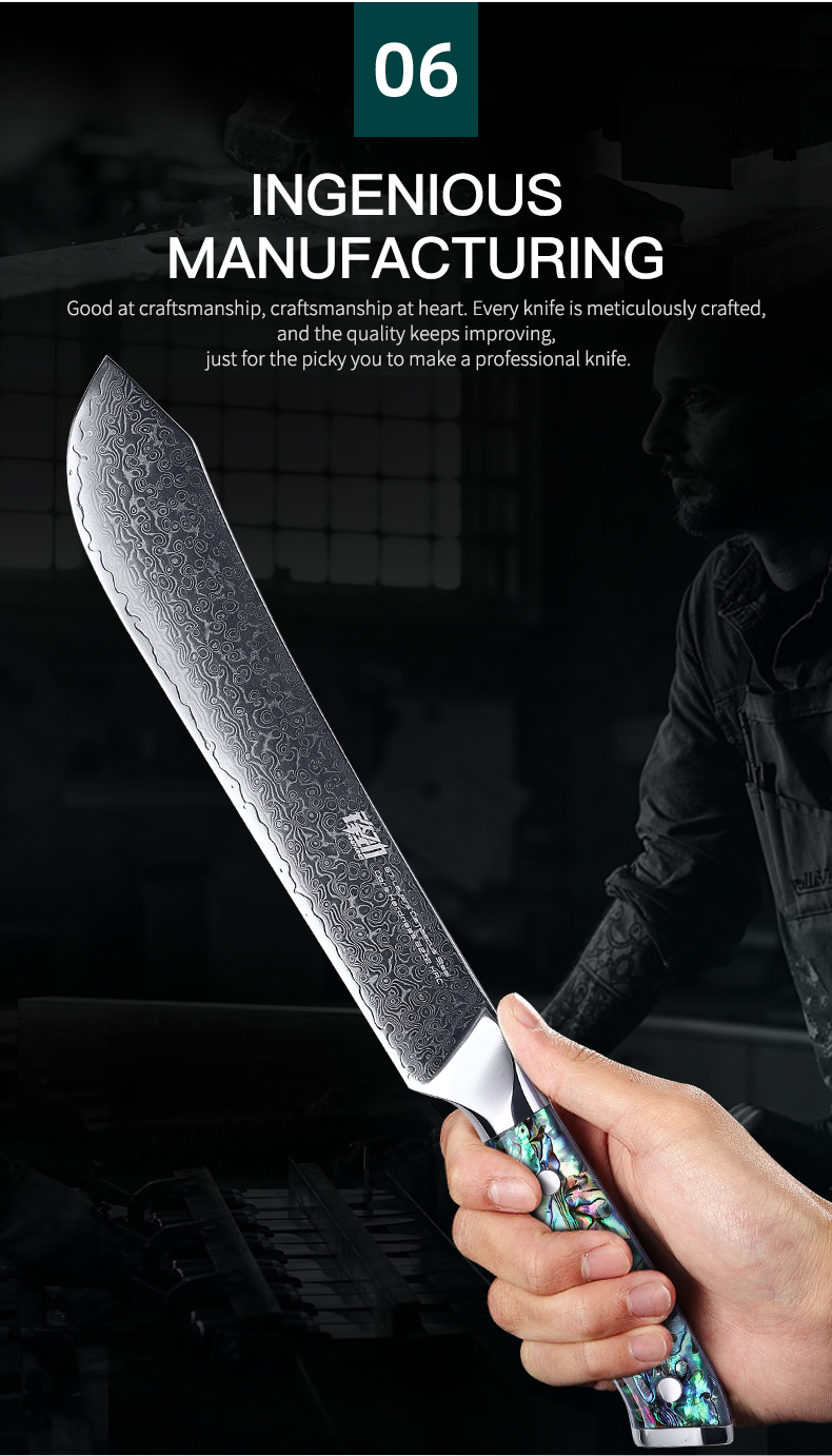 FINDKING Gorgeous Series 67 Layers Damascus Steel Cleaver Knife Abalone Resin Handle Professional Slicing Meat Butcher Knife