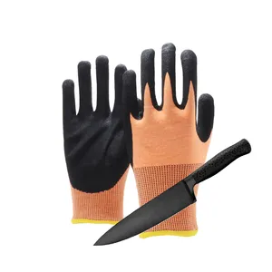 GLOVEMAN özel seviye 5 anti kesim yağa dayanıklı eldiven inşaat endüstriyel güvenlik iş kauçuk nitril lateks kaplı eldiven