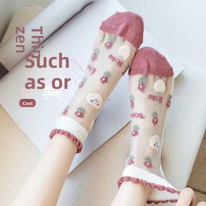 Chaussettes décontractées unisexes pour femmes, fines, respirantes, à imprimé floral, en tricot, en polyester, design court et discret - Product Image 4