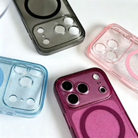 Coques de téléphone magnétiques transparentes scintillantes rouge cerise pour iPhone 18 17 16 15 14 13 Pro Max