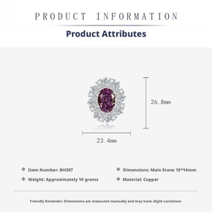 Ensemble de bijoux tendance unisexe haut de gamme, style européen et américain, avec anneaux et collier en zircone cubique ovale 8A de 10*14 mm, plaqué or sur cuivre - Product Image 3