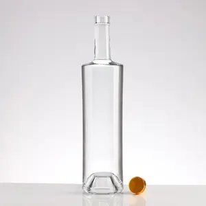 工厂制造商700毫升高级玻璃空瓶伏特加瓶杜松子酒瓶可以定制用铝盖标签