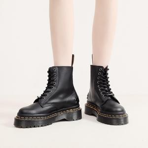 Bottes mi-mollet à plateforme pour femmes, grande taille, en <span class=keywords><strong>cuir</strong></span> de vache véritable, chaussures épaisses pour femmes, bottines mi-mollet style universitaire - Product Image 4