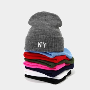 New NY Embroidered Ski Hat - Autumn &amp; Winter Slouchy Knit Hat, Letter Woolen Hat, Unisex <strong>Beanie</strong> with <strong>Pom</strong>-<strong>Pom</strong> - Product Image 2