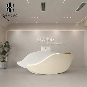 Custom Design Modern Fiberglass Luxury <b>Nail</b> Salon Spa Reception <b>Desk</b> Cashier Counter Adjustable Height Gym Hospital Supermarket - Product Image 4