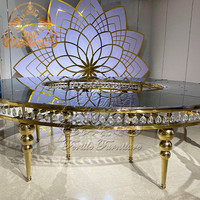 Table de mariage en acier inoxydable demi-lune, forme serpentine, dernière tendance