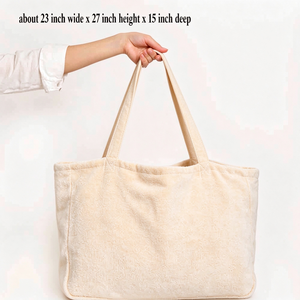 Bolsas de Mano Extra Grandes de Tela de Rizo Suave, Personalizadas, de Algodón, para Playa, Piscina, Yoga, con Asas para el Hombro - Product Image 5