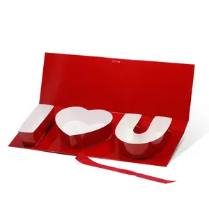 Emballage cadeau créatif pour la Saint-Valentin rouge Idée I Heart U Love Boîtes cadeaux en forme de lettre avec ruban