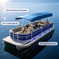 Bateau ponton en aluminium Premium Kinocean 26 pieds, qualité marine, multi-chambres, avec système d'éclairage complet