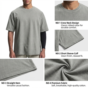 Camisetas Blancas de Algodón 100% de Lujo para Hombre, 240 Gsm, Estilo Vintage, Lavado Ácido, Corte Cuadrado, Tallas Grandes, Personalizadas con Serigrafía - Product Image 2