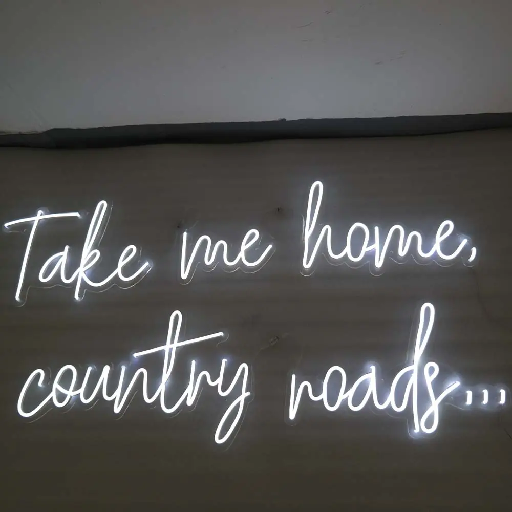 Muur Gemonteerde Custom Neon Sign "Take Me Home, Land Road" Letters Led Neon Teken Licht