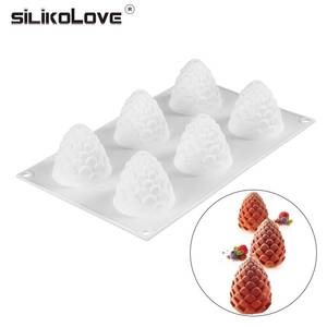 MUYULINS Factory 6-Cavity <b>Pinecone</b>-Shaped LFGB Platinum Non-Stick BPA-Free Silicone Mousse Cake Decorating Mold - Product Image 1