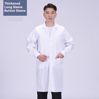 Blouse de laboratoire unisexe blanche à manches longues en tissu épais, uniformes d'hôpital OEM pour usage hospitalier