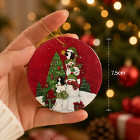 Ornement de Noël suspendu en céramique moderne personnalisé, imprimé UV, décoration de sapin de Noël personnalisée, cadeau écologique