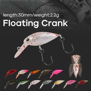 Nouveau 30mm 2.2g haute fréquence flottant Crankbait large langue plaque manivelle leurre pour poisson d'eau douce et saumon pêche à la truite en rivière