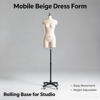 FBTJ-060 Mannequin de couture professionnel avec support, base à roulettes et trépied pour studio et modification de vêtements