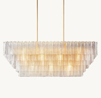 Luminaire de cuisine d'hôtel de luxe moderne personnalisé fabriqué à la main, lustre en verre rectangulaire à pendentifs style restauration, base d'ampoule facile E26