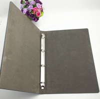 Porte-documents A4 personnalisé en cuir PU gris foncé à 3 anneaux pour classeur à feuilles mobiles, idéal pour catalogue d'entreprise et livre de prix