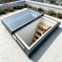 Fenêtres de sous-sol Rogenilan étanches à double vitrage Low-E, fenêtres coulissantes en aluminium et verre pour toit extérieur