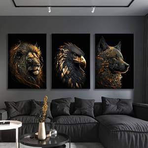 Thiết kế mới nghệ thuật động vật in hình ảnh Áp phích tường nghệ thuật pha lê sứ sơn trang trí nhà với khung - Product Image 1