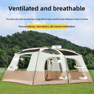 Tienda de campaña portátil de doble capa, tela Oxford cuadrada, resistente a la lluvia con dos dormitorios, tienda plegable para sala de estar al aire libre - Product Image 3