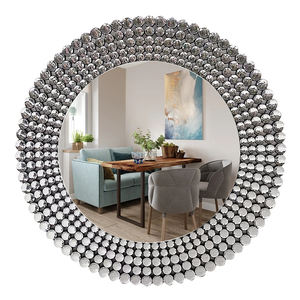 Miroir mural rond en <span class=keywords><strong>cristal</strong></span> concassé de style contemporain pour chambre à coucher, avec cadre fait main, vente chaude - Product Image 1