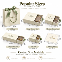 Ensemble d'emballage de luxe en carton rigide pour bijoux, avec boîte à anneaux à tiroir dorée, sac cadeau, longue boîte et pochette d'expédition pour la vente en boutique