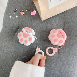 Funda de silicona suave 3D con pata de gato para <span class=keywords><strong>AirPods</strong></span> 3 <span class=keywords><strong>Pro</strong></span>, Funda con llavero para <span class=keywords><strong>Airpods</strong></span> 1 2 3 <span class=keywords><strong>Pro</strong></span>, <span class=keywords><strong>2021</strong></span> - Product Image 2