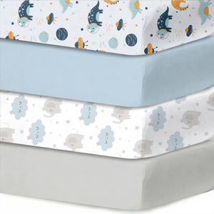 Vente en gros d'usine/OEM, drap de <span class=keywords><strong>lit</strong></span> pour berceau adapté aux berceaux standard et aux matelas pour nourrissons, housse de <span class=keywords><strong>lit</strong></span> pour enfants, ensemble de quatre pièces - Product Image 2