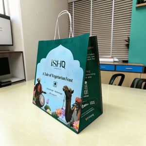 Bolsa de Papel Kraft Reciclado Ecológica Personalizada de 300 ml con Laminación de Logotipo para Empaque de Comida Vegetariana, Venta al por Mayor para Restaurantes - Product Image 1
