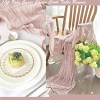En gros Chemin de table en gaze rose 35x120 pouces, imprimé vintage, style bohème, écologique, 10 pieds de long, semi-transparent, pour mariage