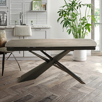 Table à manger pliable en verre trempé sur pieds en métal de luxe moderne et léger personnalisée 4 places pour hôtel appartement salle à manger