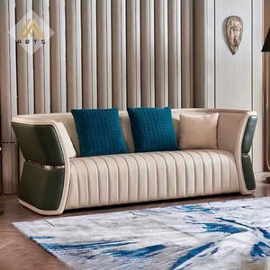 Set di Divani in Pelle di Lusso per Soggiorno, Nuovi Mobili Morbidi in Microfibra per <span class=keywords><strong>Appartamenti</strong></span>, Arredamento Elegante e Lussuoso - Product Image 3