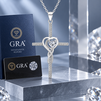 Collier pendentif en argent sterling 925 avec symbole de croix infinie en forme de cœur et moissanite VVS pour femmes, très vendu