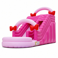 Vente en gros de château gonflable en PVC durable en forme de papillon rose, trampoline d'escalade, toboggan aquatique pour enfants, utilisation en extérieur dans le jardin