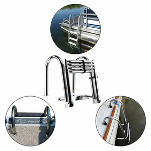 Stainless Steel Boat Ladder 4 <b>Step</b> Foldable With Curved Handrails For Marine Use - Product Image 3