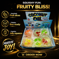 Balle anti-stress sensorielle translucide en forme de tranche de fruit à l'huile de coco, jouet à presser 3+