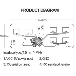 Módulo de seguimiento de velocidad de rango de detección de movimiento y micro movimiento humano de onda de 24G mmWave para reemplazar PIR en 6M