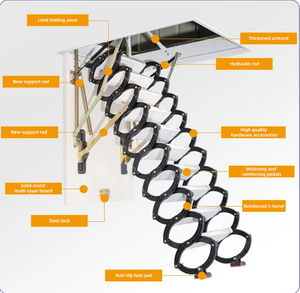 <span class=keywords><strong>Escalier</strong></span> de grenier moderne entièrement automatique pliable <span class=keywords><strong>avec</strong></span> rampes en aluminium, système de tirage télescopique pour villa extérieure et cuisine - Product Image 1